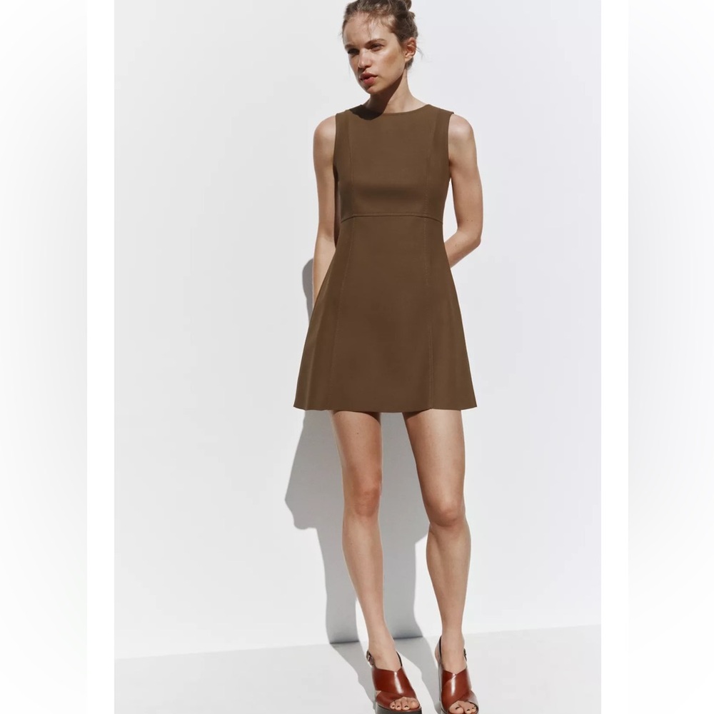 NWT Zara Chocolate Brown Sleeveless Dress- S